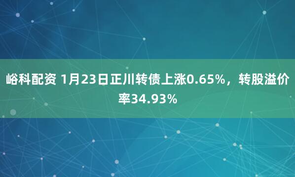 峪科配资 1月23日正川转债上涨0.65%，转股溢价率34.93%